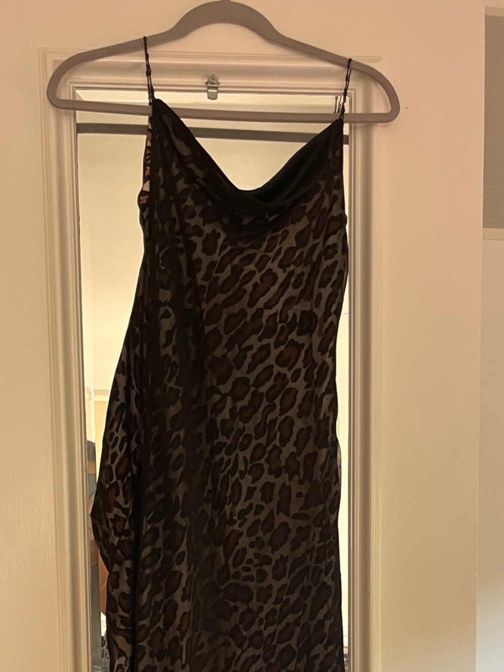 Vintage Lillie Rubin Leopard Print Midi Chiffon Slip Dress Sheer Layers - size 4
